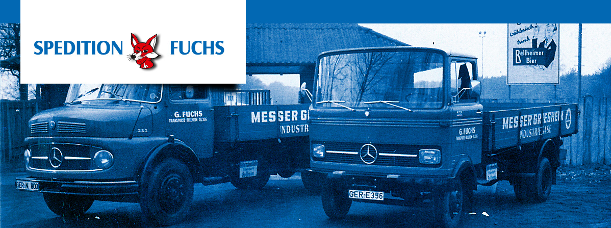 Zwei LKW der Spedition Fuchs von 1966